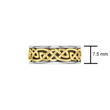 Celtic Knotwork Silver and Gold Accent Wedding Ring MRI2353 - Jewelry